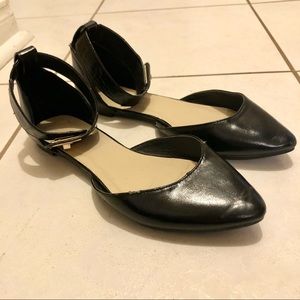 ASOS Black Flats with Gold Buckle Strap